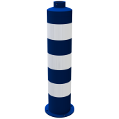 Island post | made of steel | length: 846 mm | blue coated RAL 5005 with 3 white stripes type RA2/B